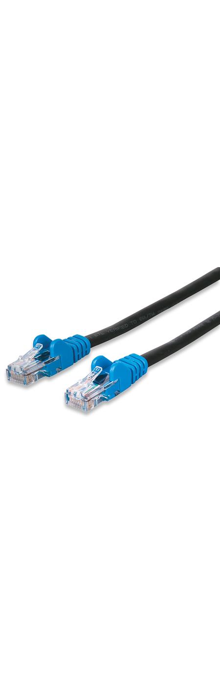 Manhattan Black with Blue Boot 7 Foot Network Cable; image 1 of 2