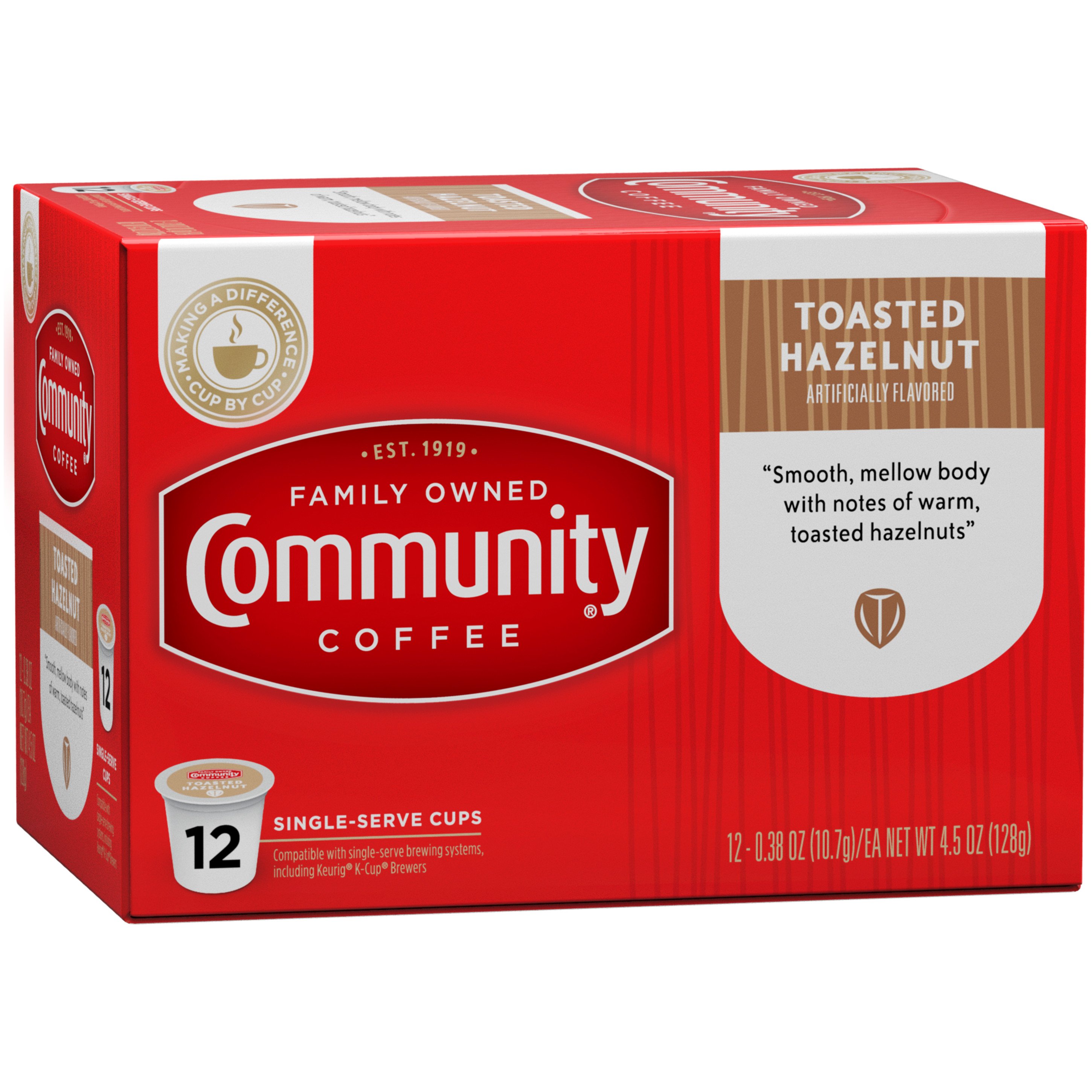 Community Coffee Toasted Hazelnut Medium Dark Roast Single Serve Coffee