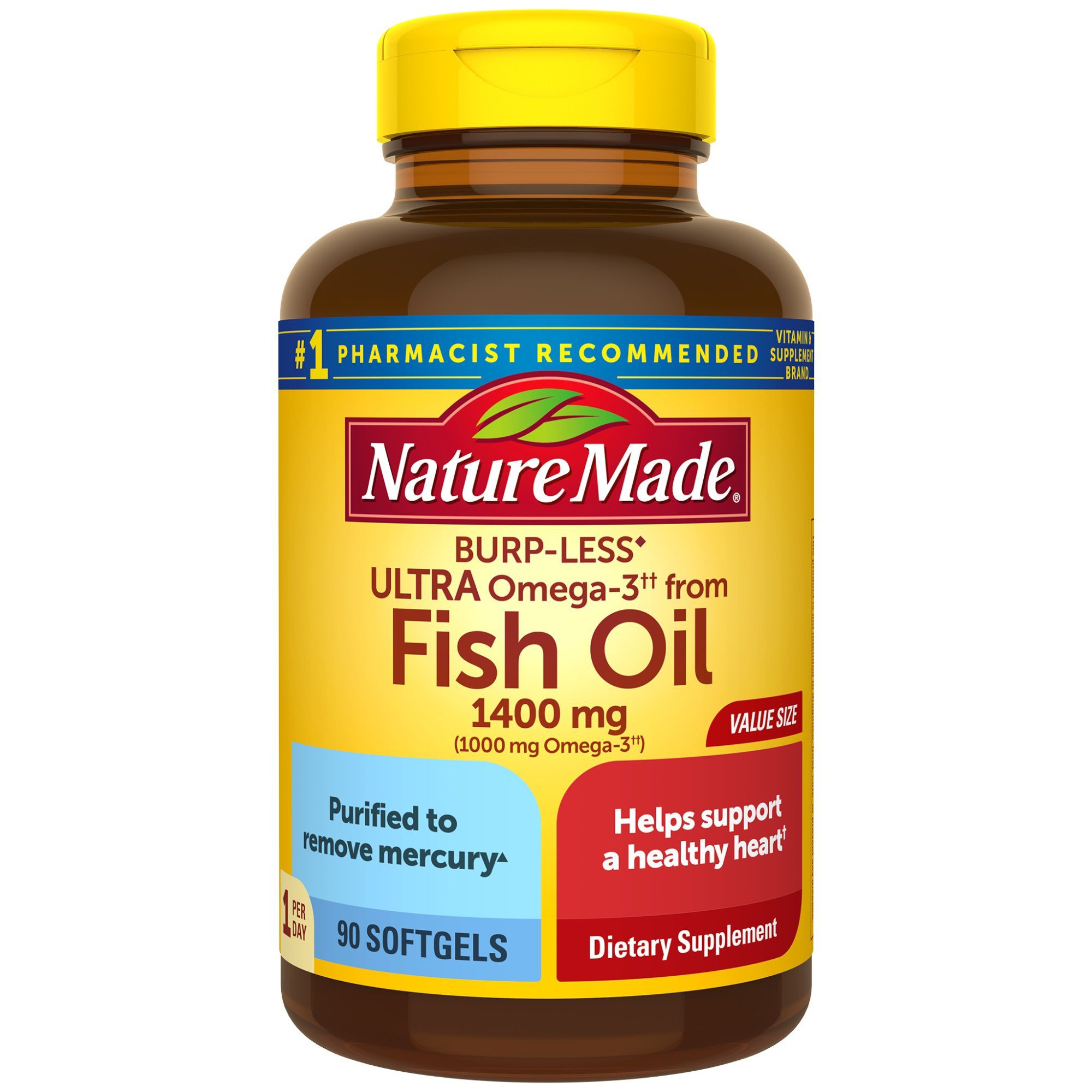 Nature Made Fish Oil 1400 mg Ultra Omega 3 1000 mg Liquid Softgels Value Size