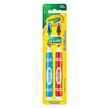 GUM Crayola Soft Toothbrushes Value Pack, Assorted Colors, 2 ct