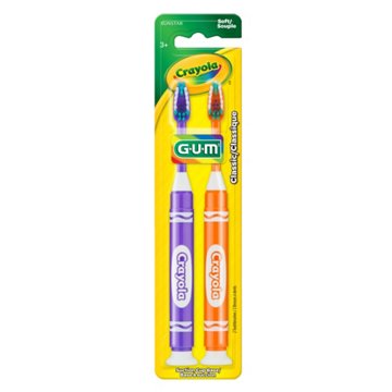 GUM Crayola Soft Toothbrushes Value Pack, Assorted Colors, 2 ct