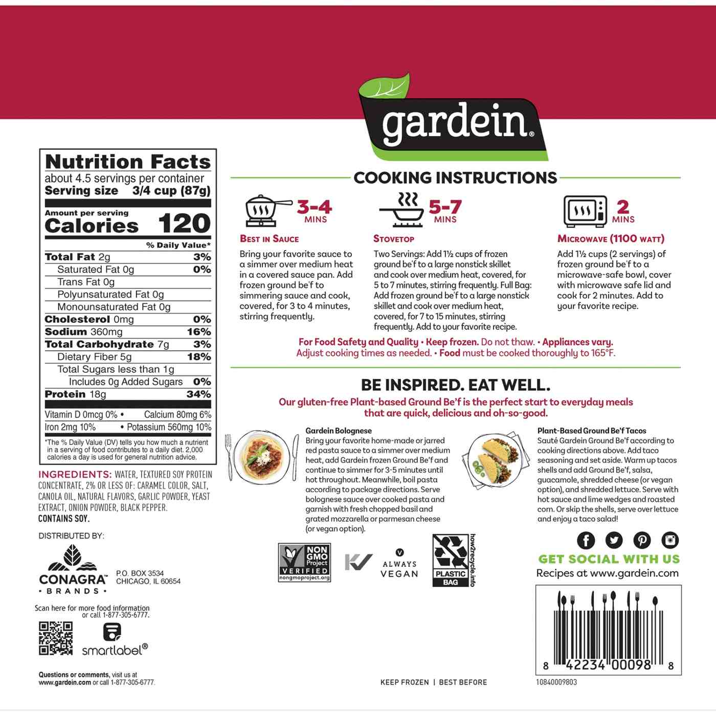 Gardein Vegan Frozen Gluten-Free Plant-Based Ground Be'f Crumbles; image 4 of 7