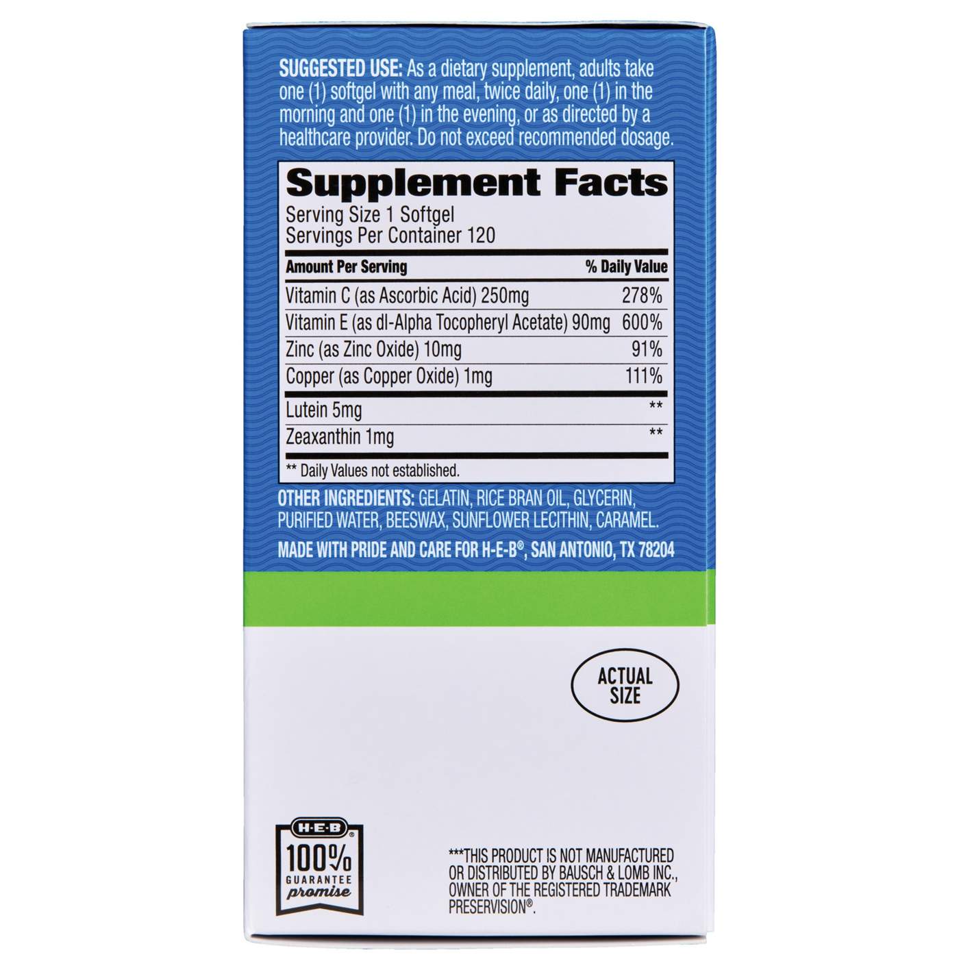 H-E-B Vitamins Vision Support Softgels; image 2 of 4