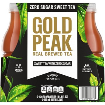 Gold Peak Zero Sugar Diet Iced Tea 6 pk Bottles, 16.9 oz