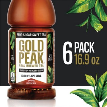 Gold Peak Zero Sugar Diet Iced Tea 6 pk Bottles, 16.9 oz