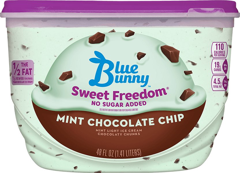 Blue Bunny Sweet Freedom, No Sugar Added, Mint Chocolate Chip Ice Cream ...