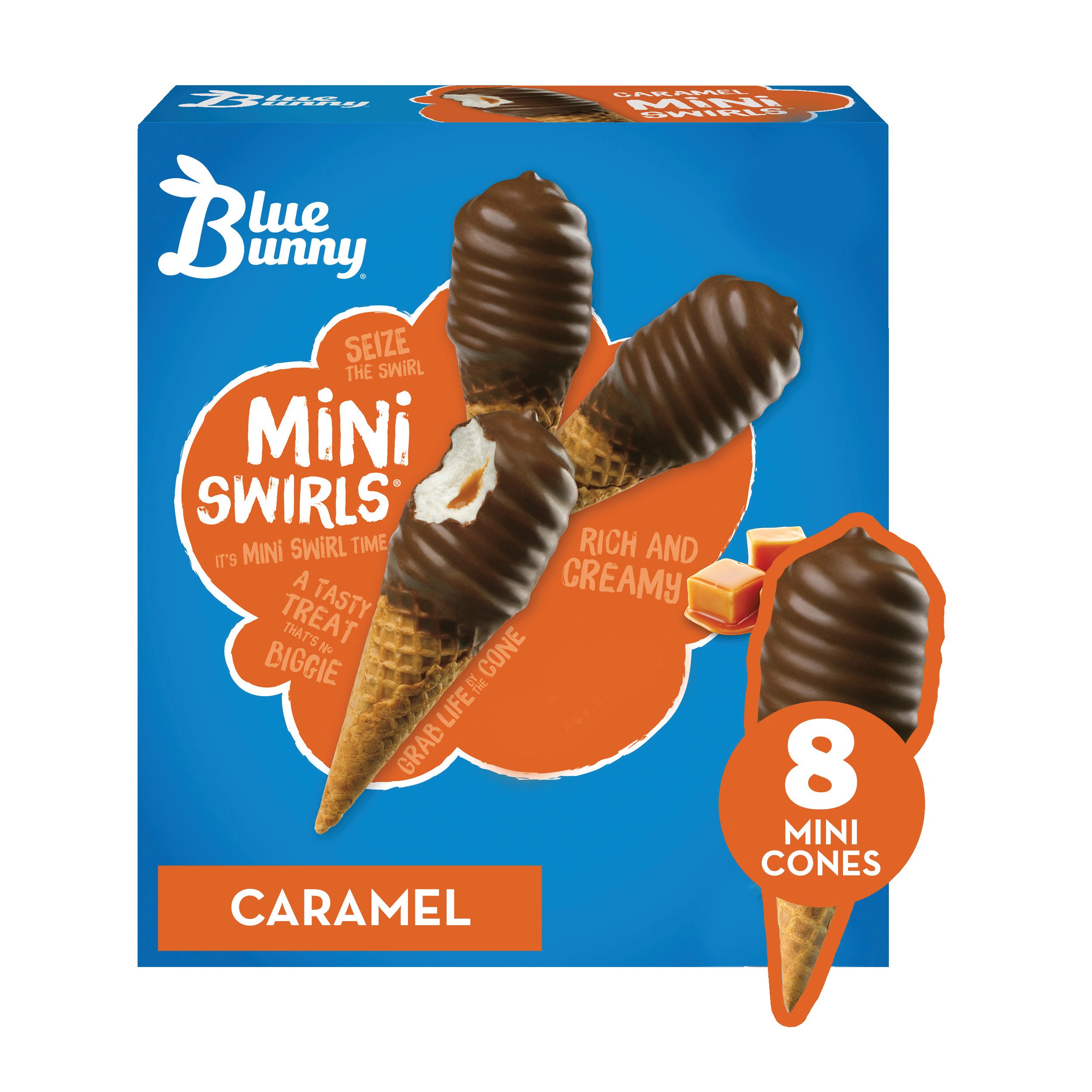 Blue Bunny Mini Swirls Caramel Ice Cream Cones - Shop Cones ...
