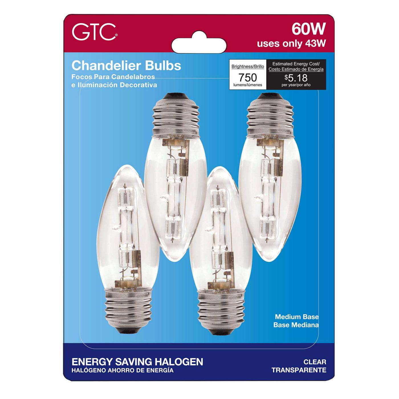GTC B11 60Watt Clear Halogen Chandelier Light Bulbs Shop Light bulbs