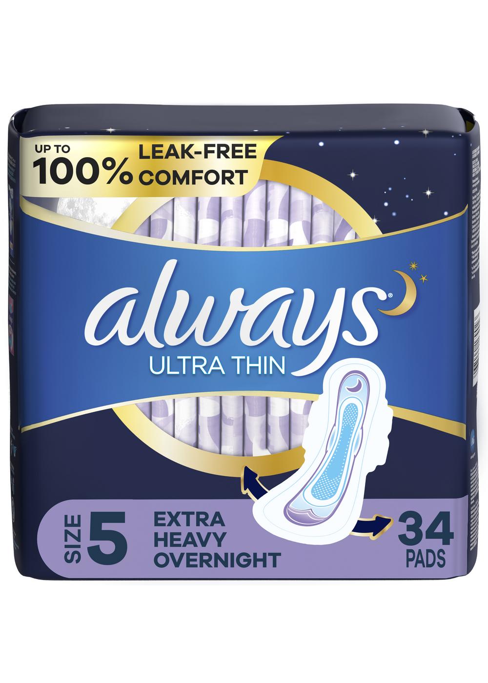 Always Ultra Thin Extra Heavy Overnight Pads - Size 5; image 1 of 8