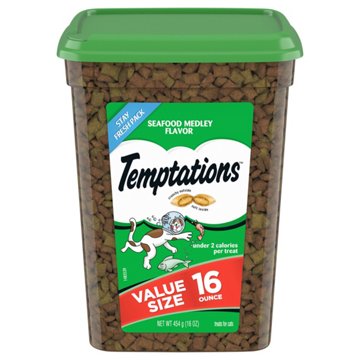 Temptations Classic Crunchy and Soft Cat Treats Seafood Medley Flavor, 16 oz