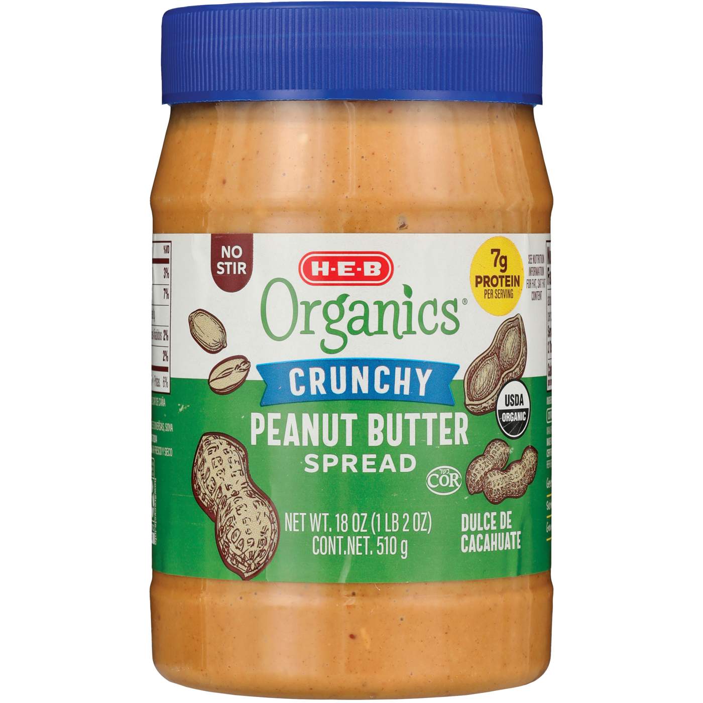 H-E-B Organics 7g Protein Crunchy Peanut Butter; image 1 of 2