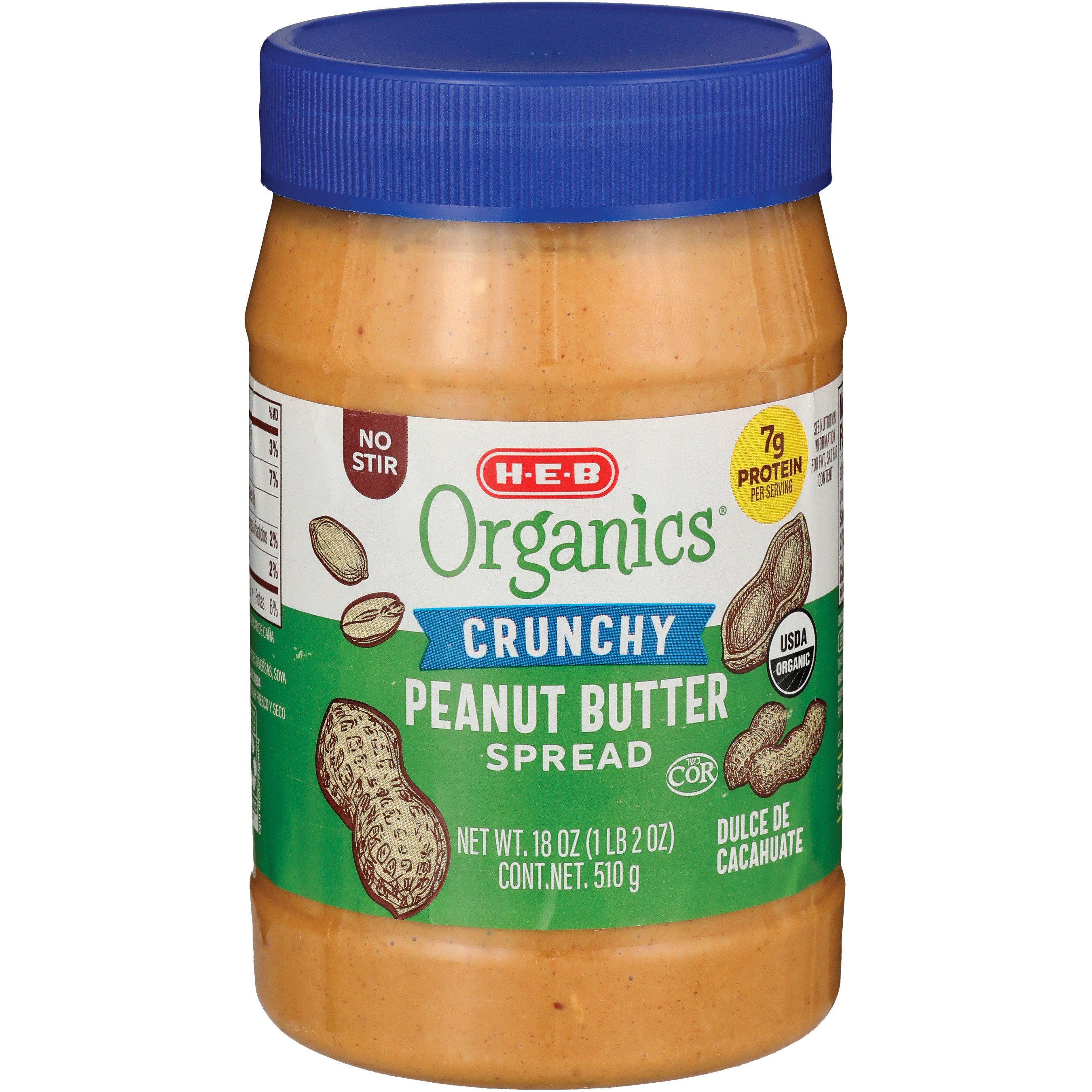 H-E-B Organics 7g Protein Crunchy Peanut Butter - Shop Peanut Butter At ...