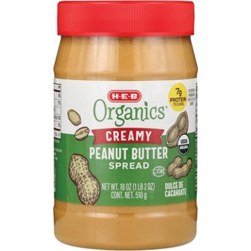 H-E-B Organics 7g Protein Creamy Peanut Butter Spread, 18 oz