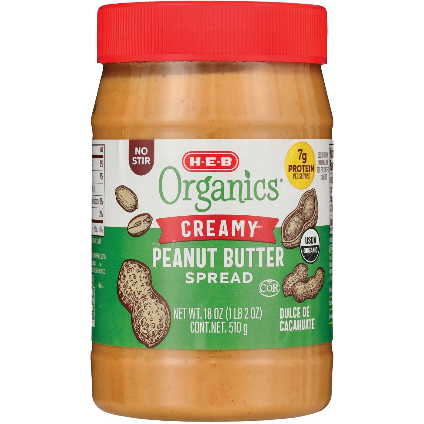 H-E-B Organics Peanut Butter Spread - Creamy; image 1 of 2