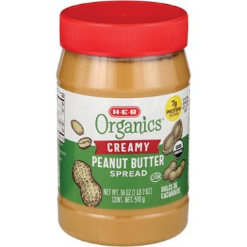 H-E-B Organics 7g Protein Creamy Peanut Butter Spread, 18 oz