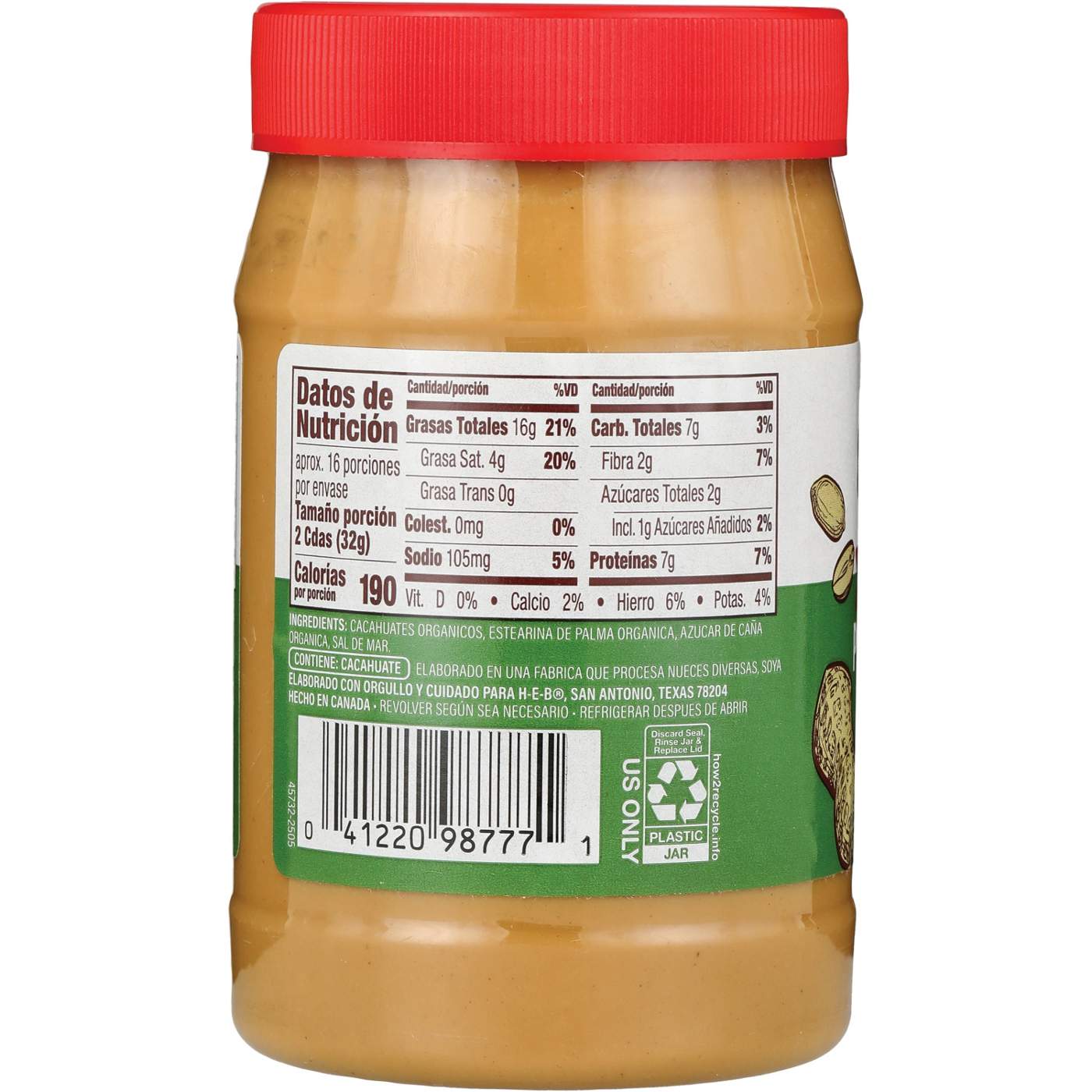 H-E-B Organics 7g Protein Creamy Peanut Butter Spread; image 3 of 3