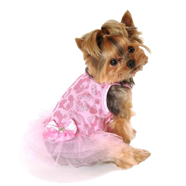 SimplyDog Medium Pink Glitter Cheetah Dress - Shop SimplyDog 
