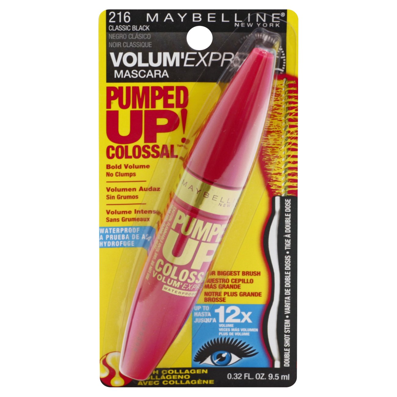 Maybelline Volum Express Pumped Up Colossal Waterproof Mascara Classic Black Shop Makeup At H E B