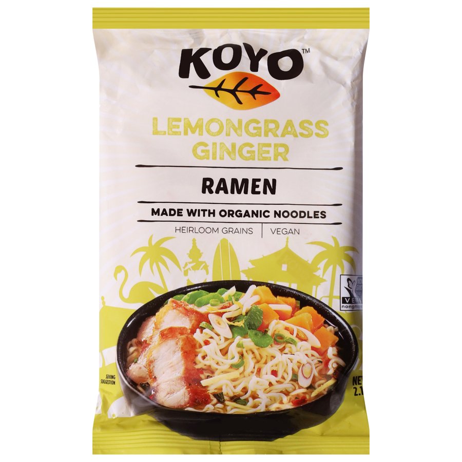 Koyo Lemongrass Ginger Dry Ramen - 2.1 Oz Pack Of 12 - Organic Vegan Ramen Noodles