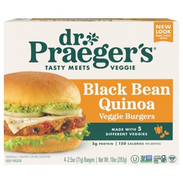 Dr. Praeger's Black Bean Quinoa Veggie Burgers, 4 ct