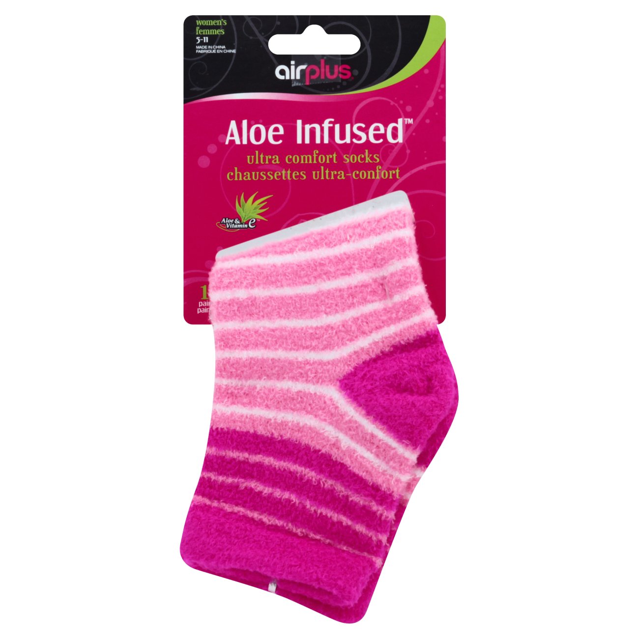 Aloe Moisture, Aloe Socks, Pink, 1 Pair