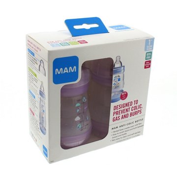 MAM Anti-Colic 5 OZ Bottles, Assorted Colors, 2 ct