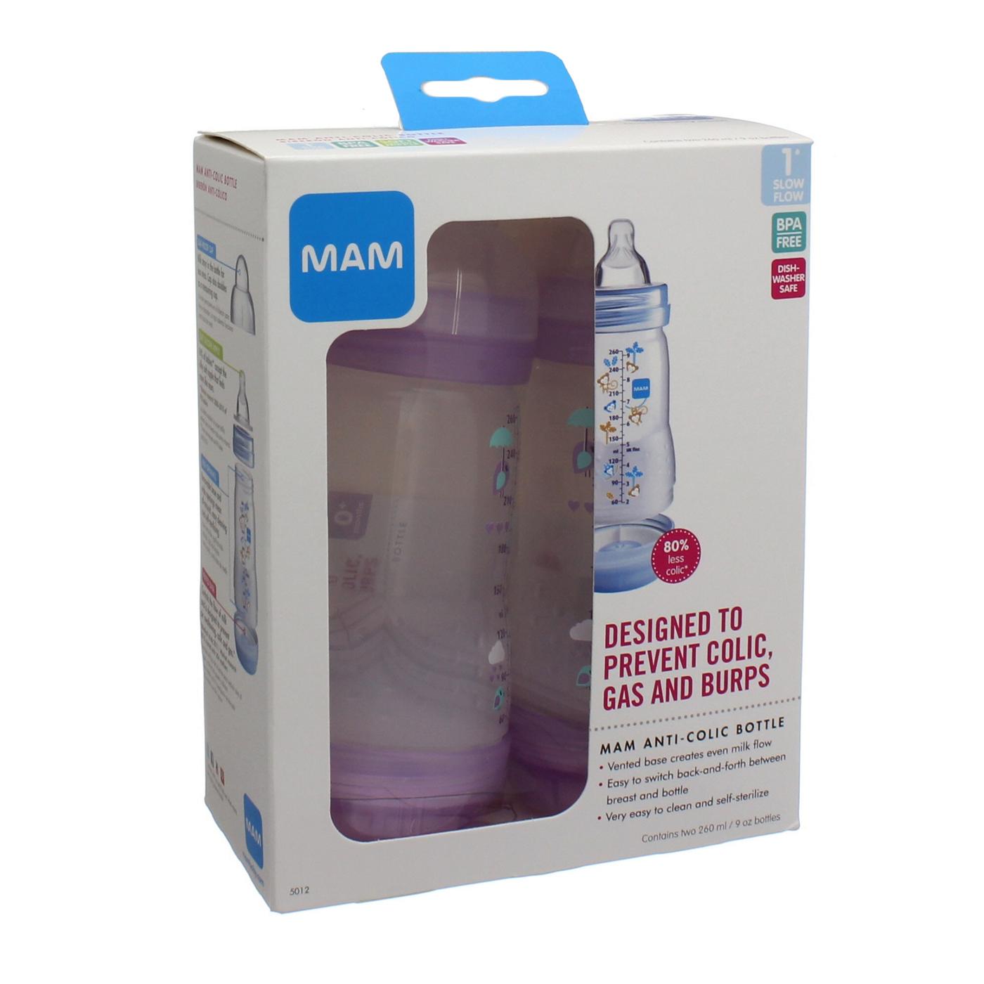 MAM Easy Start Anti-Colic Slow Flow Bottles 5 oz (4-Count) Gray