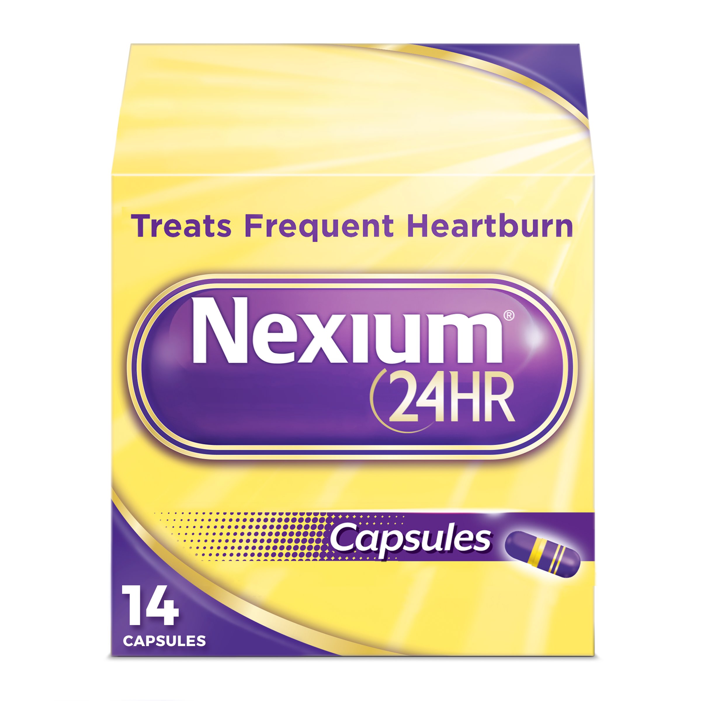 Nexium 24HR Acid Reducer Heartburn Relief Capsules for All-Day and All-Night Protection from Frequent Heartburn with Esomeprazole Magnesium, 14 ct