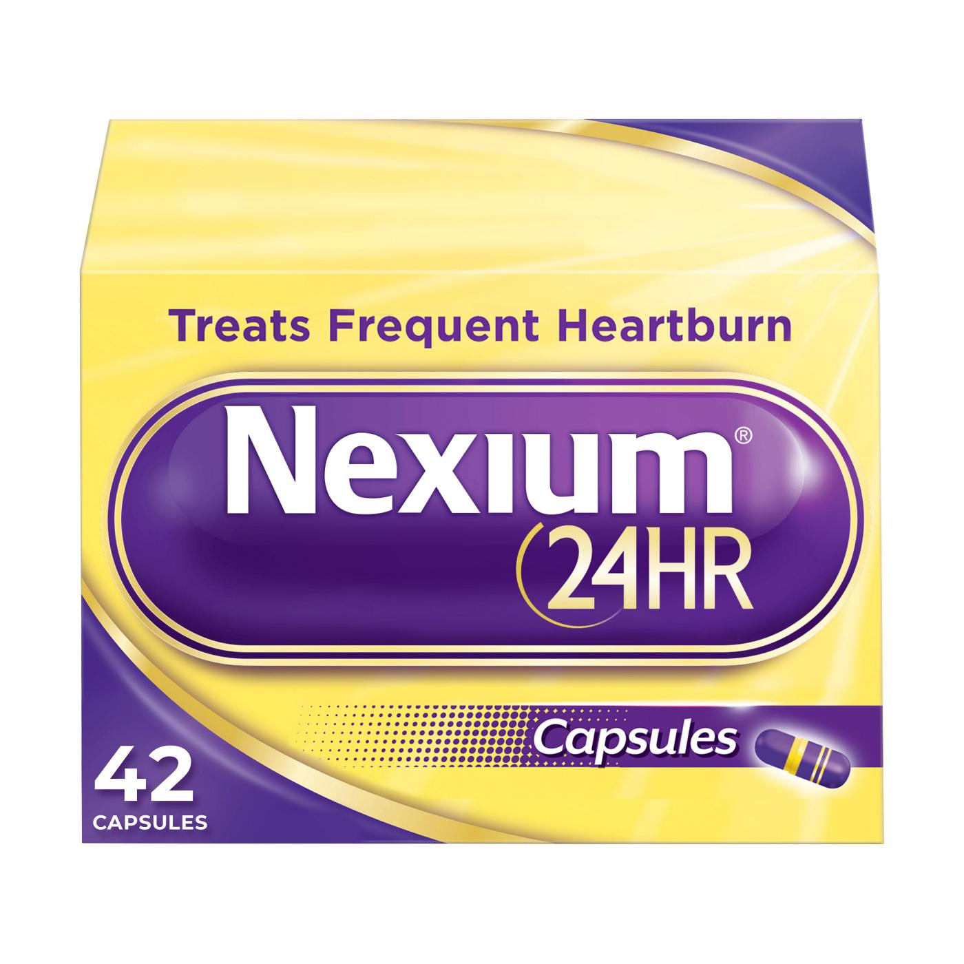Nexium 24HR Acid Reducer Heartburn Relief Capsules for All-Day and All-Night Protection from Frequent Heartburn with Esomeprazole Magnesium; image 1 of 2