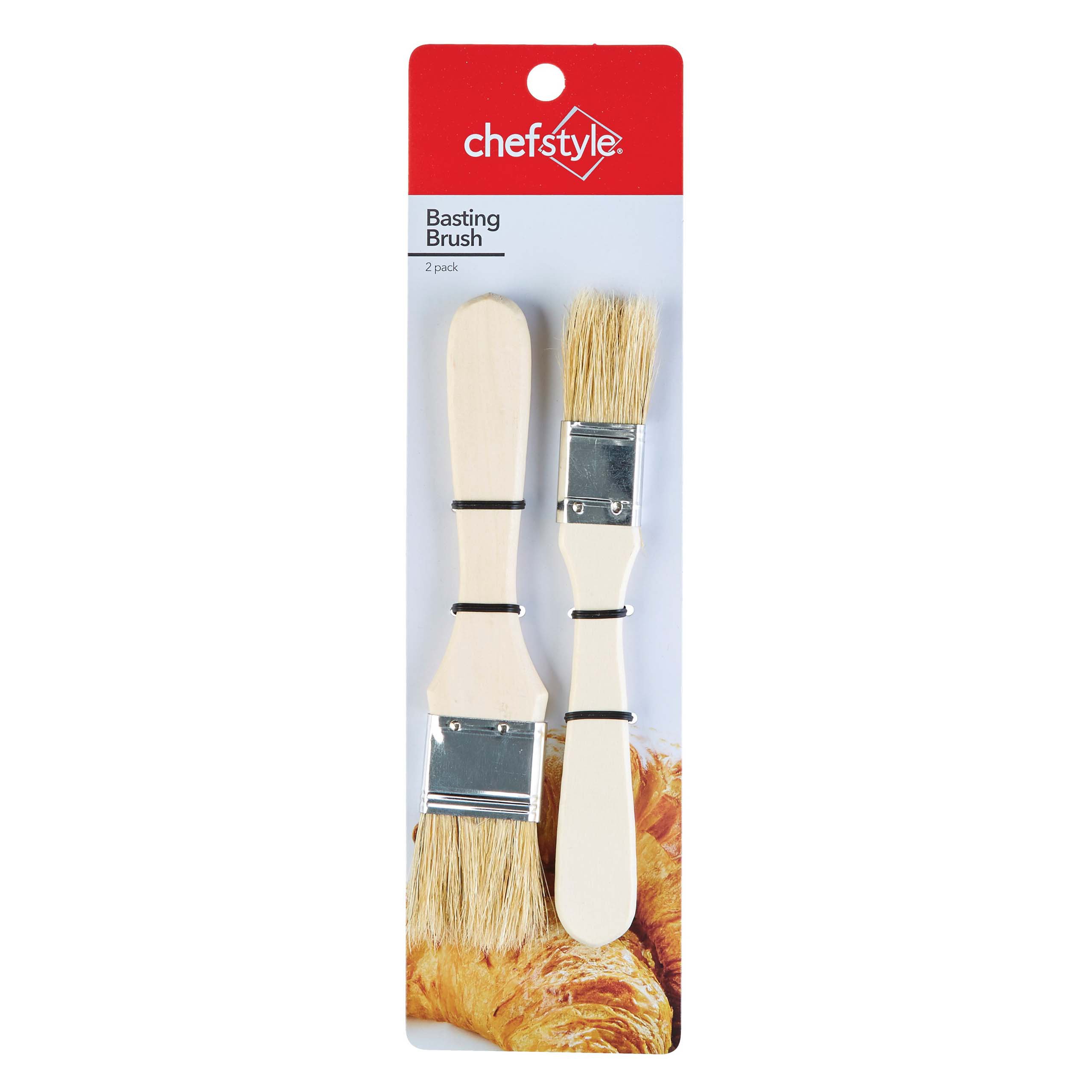 2 Pack Natural Bristle Pastry Brushes Kitchen Cooking Basting BBQ