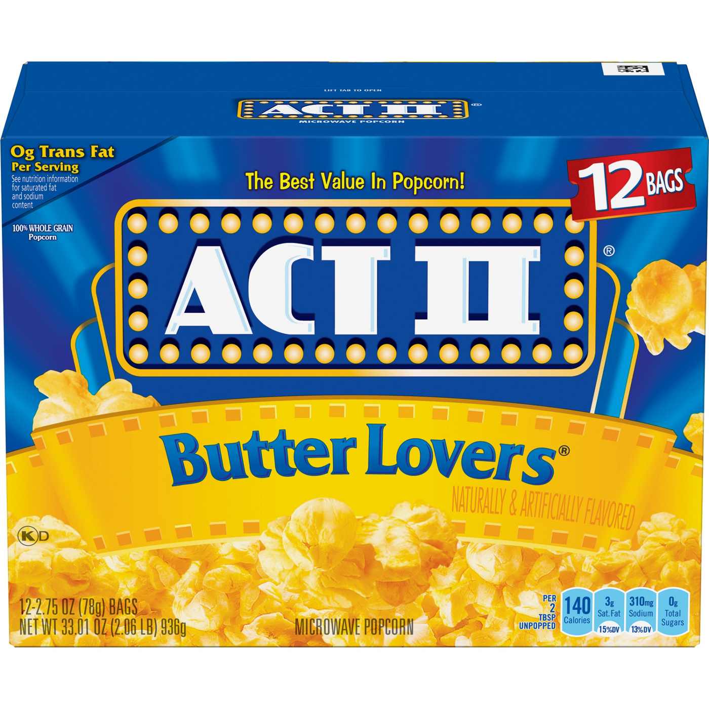 ACT II Butter Lovers Microwave Popcorn; image 1 of 7