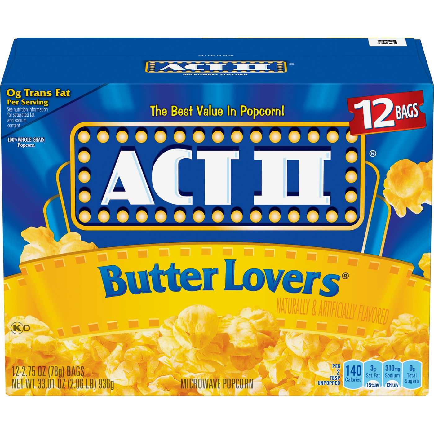 ACT II Butter Lovers' Microwave Popcorn Bags; image 1 of 7