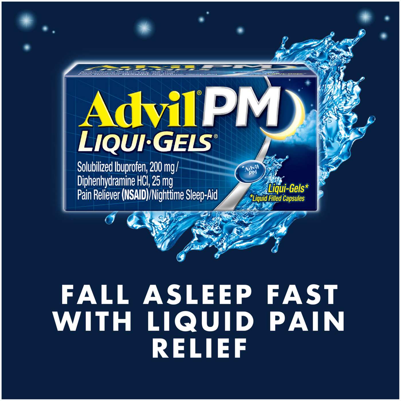 Advil PM Liqui-Gels Pain Reliever & Nighttime Sleep Aid Liquid Filled Capsules; image 8 of 8