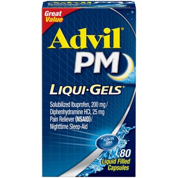 Advil PM Liqui-Gels Pain Reliever and Nighttime Sleep Aid, Ibuprofen for Pain Relief and Diphenhydramine HCL for a Sleep Aid