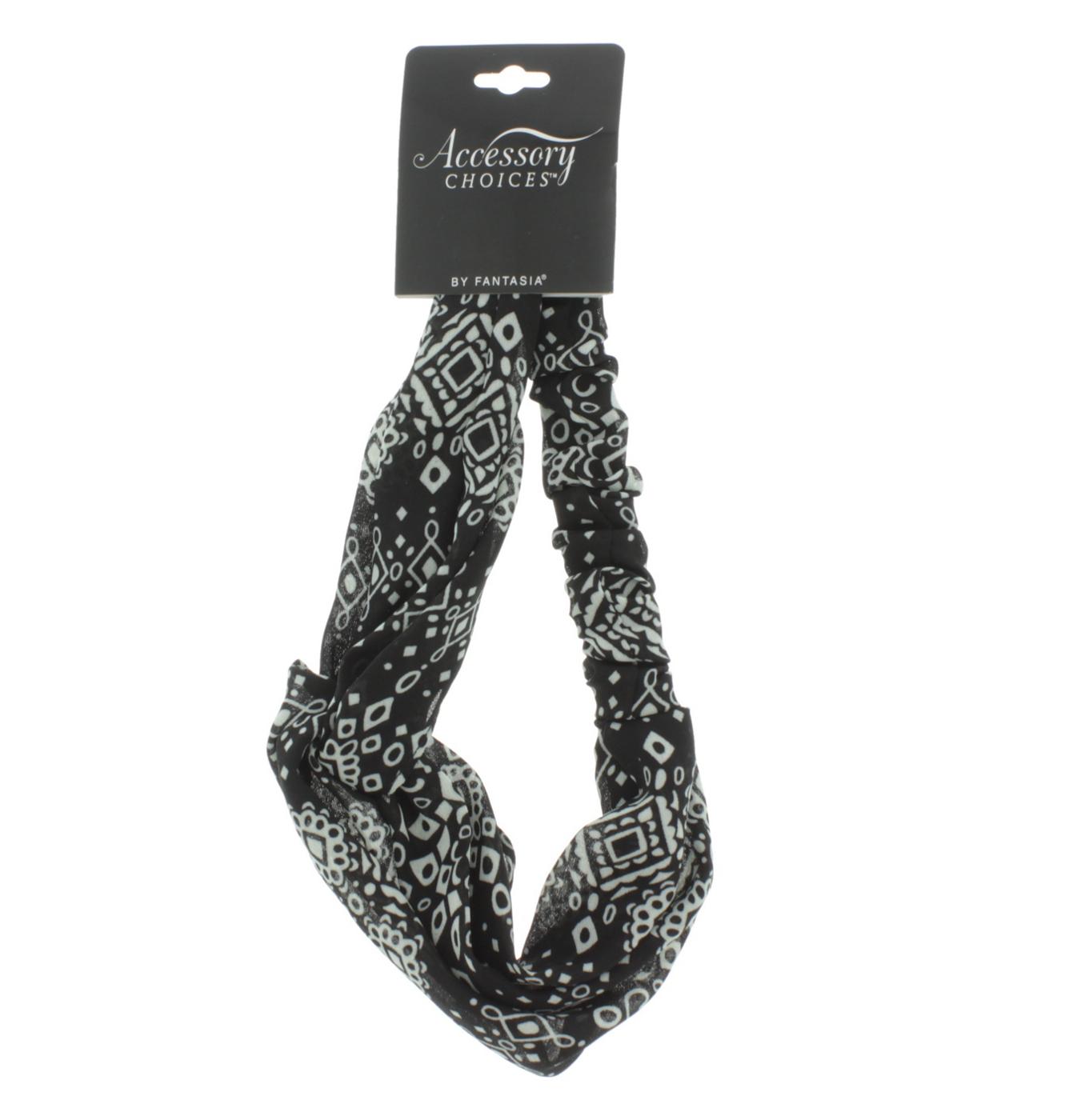 Accessory Choices Black & White Floral Twist Front Headwrap, Assorted Colors; image 1 of 2