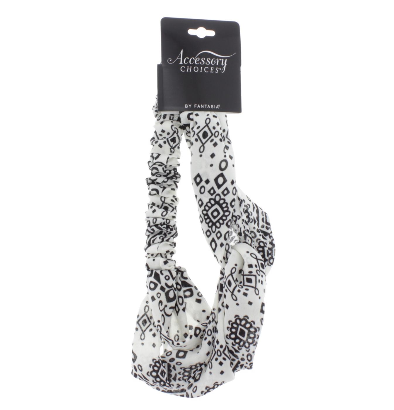 Accessory Choices Black & White Floral Twist Front Headwrap, Assorted Colors; image 2 of 2