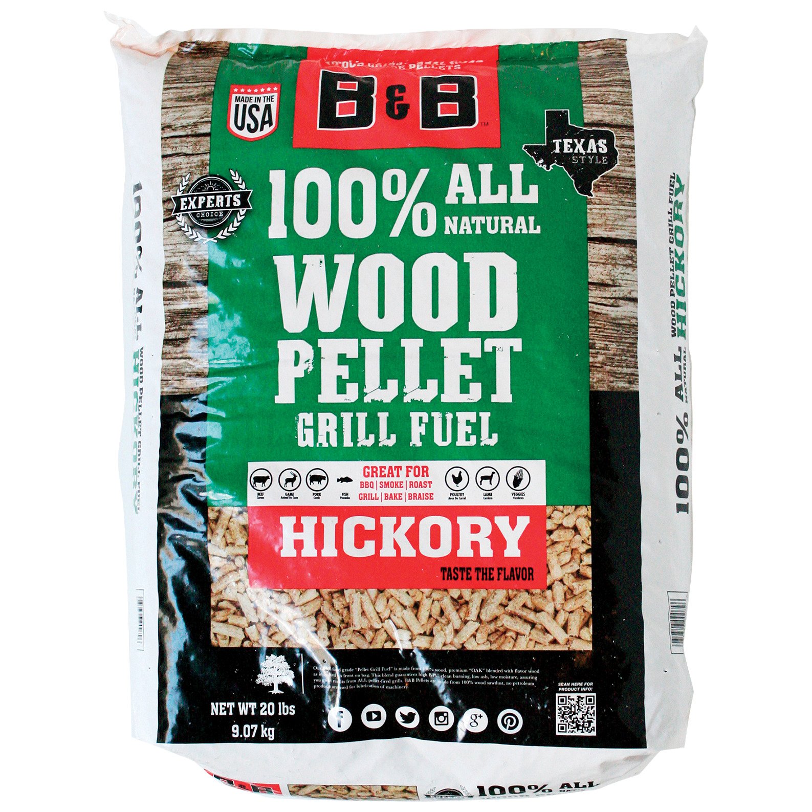 B&B Charcoal All Natural Hickory Wood Pellets