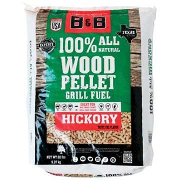 B&B Charcoal All Natural Hickory Wood Pellets, 20 lb