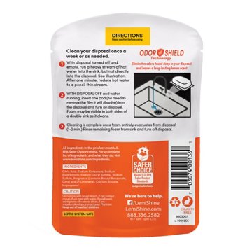 Lemi Shine Foaming Garbage Disposal Cleaner and Deodorizer Pods, 2.0 oz