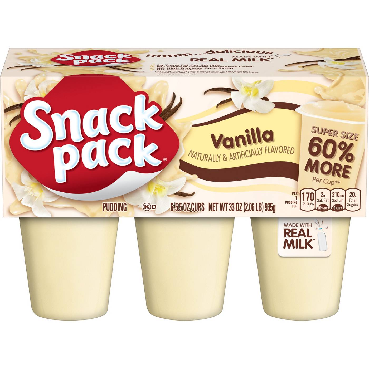 Snack Pack Super Size Vanilla Pudding Cups; image 1 of 7