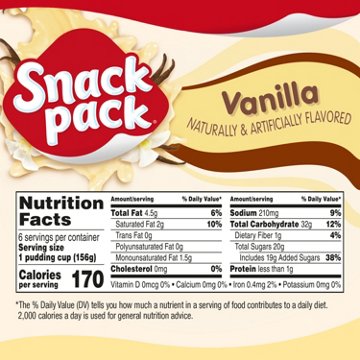 Snack Pack Super Size Vanilla Pudding Cups, 6 ct