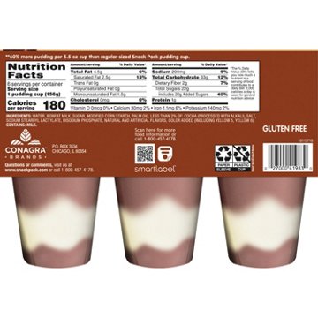 Snack Pack Super Size Chocolate Vanilla Pudding Cups, 6 ct