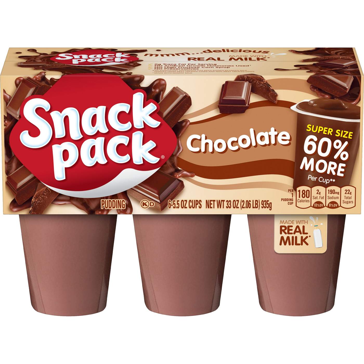 Snack Pack Super Size Chocolate Pudding Cups; image 1 of 7