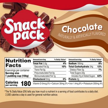 Snack Pack Super Size Chocolate Pudding Cups, 6 ct