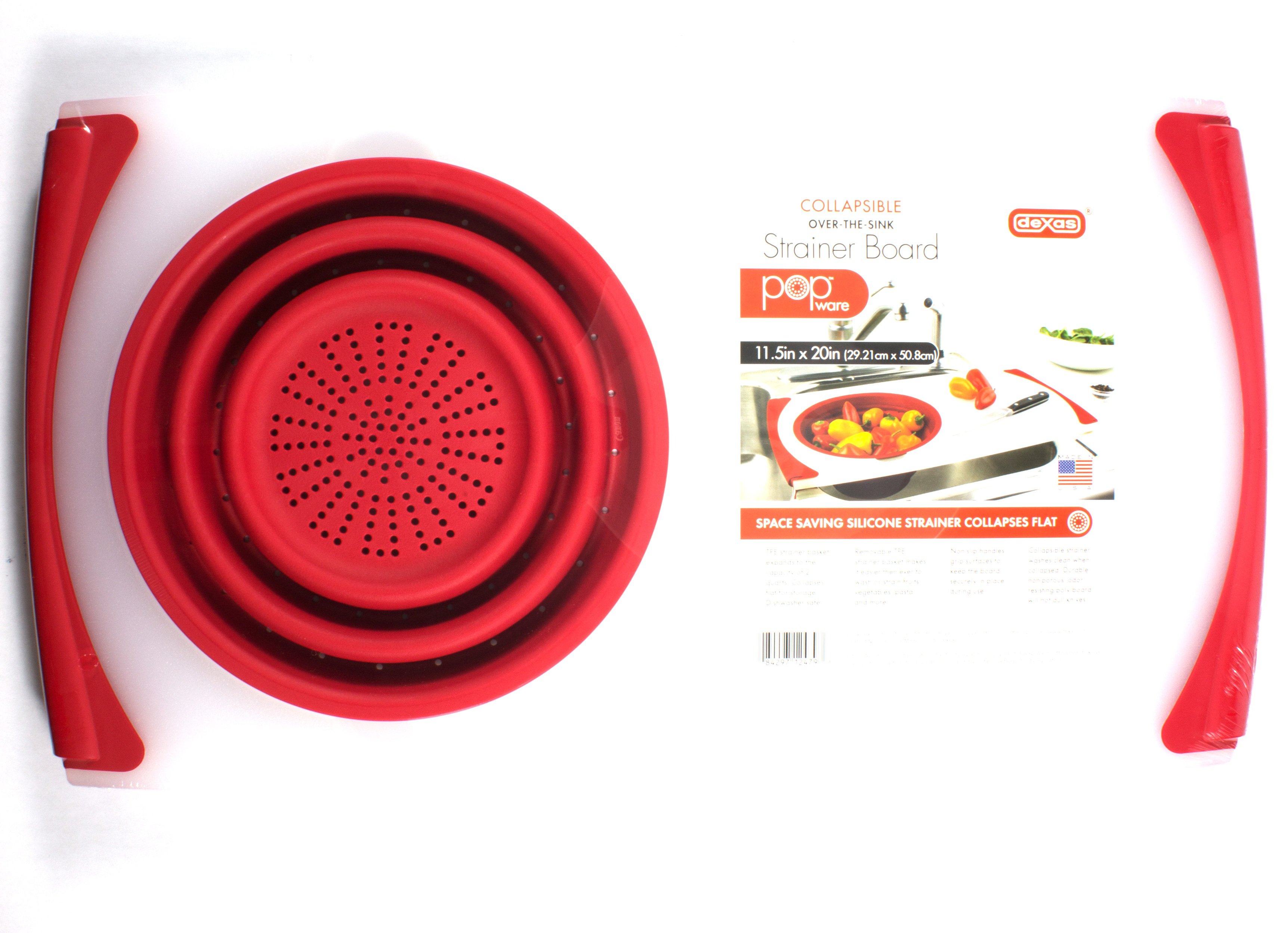 2-PC RED SILICONE SINK STRAINER COOKING CONCEPTS 4.5" WIDE 1" DEEP 2.5" OPENING