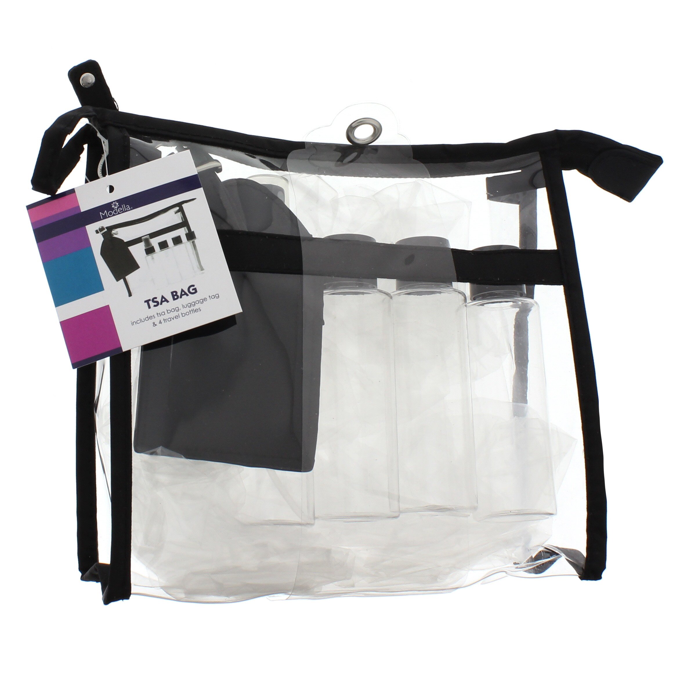 Allegro Basics TSA Travel Bag with 4 Bottles & Luggage Tag Colors May