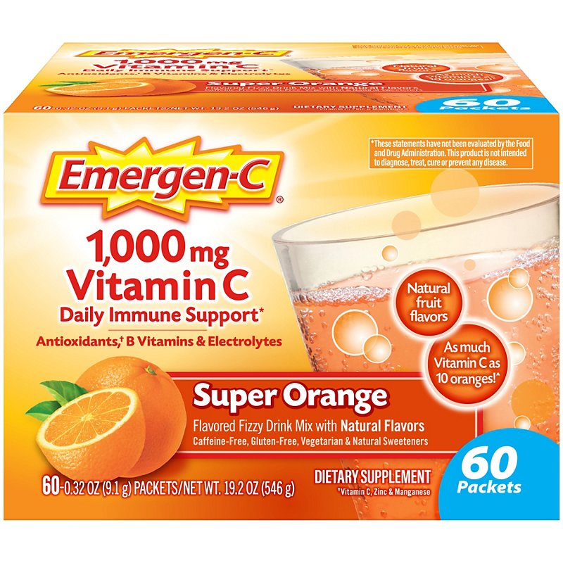 Emergen C Vitamin C 1000 Mg Powder Super Orange Flavor Shop Vitamins A Z At H E B