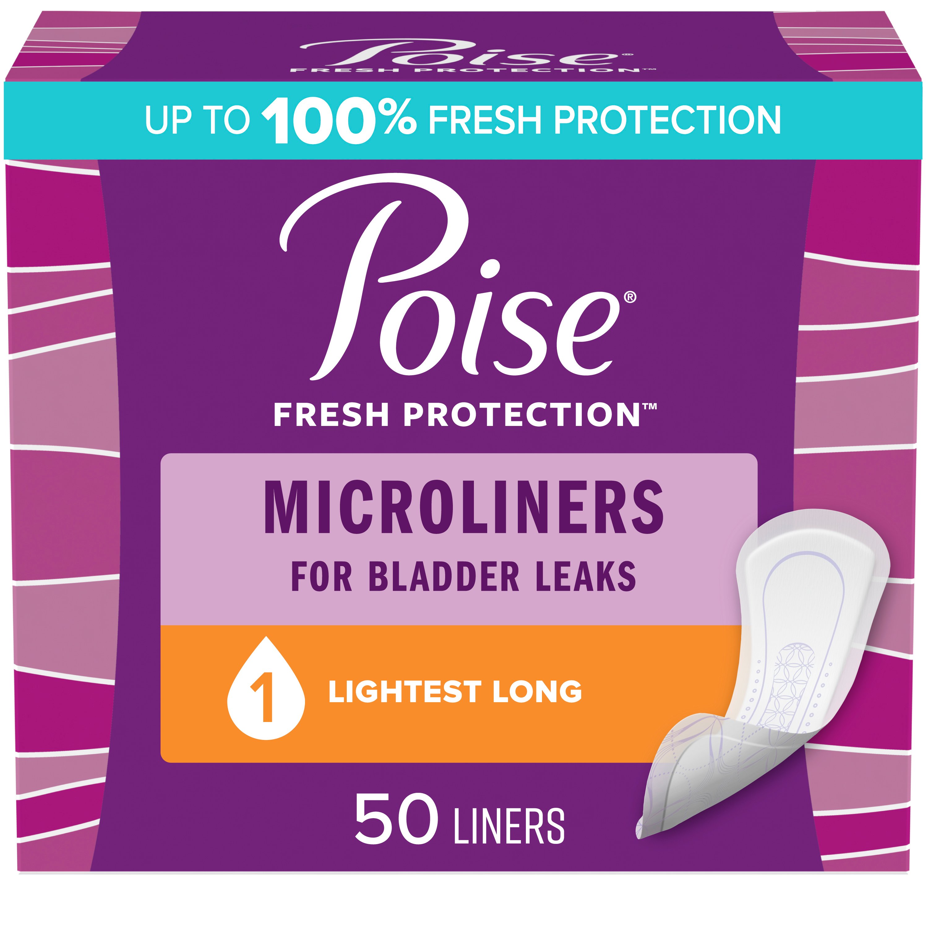 Poise Daily Incontinence Long Panty Liners 1 Drop Lightest Shop