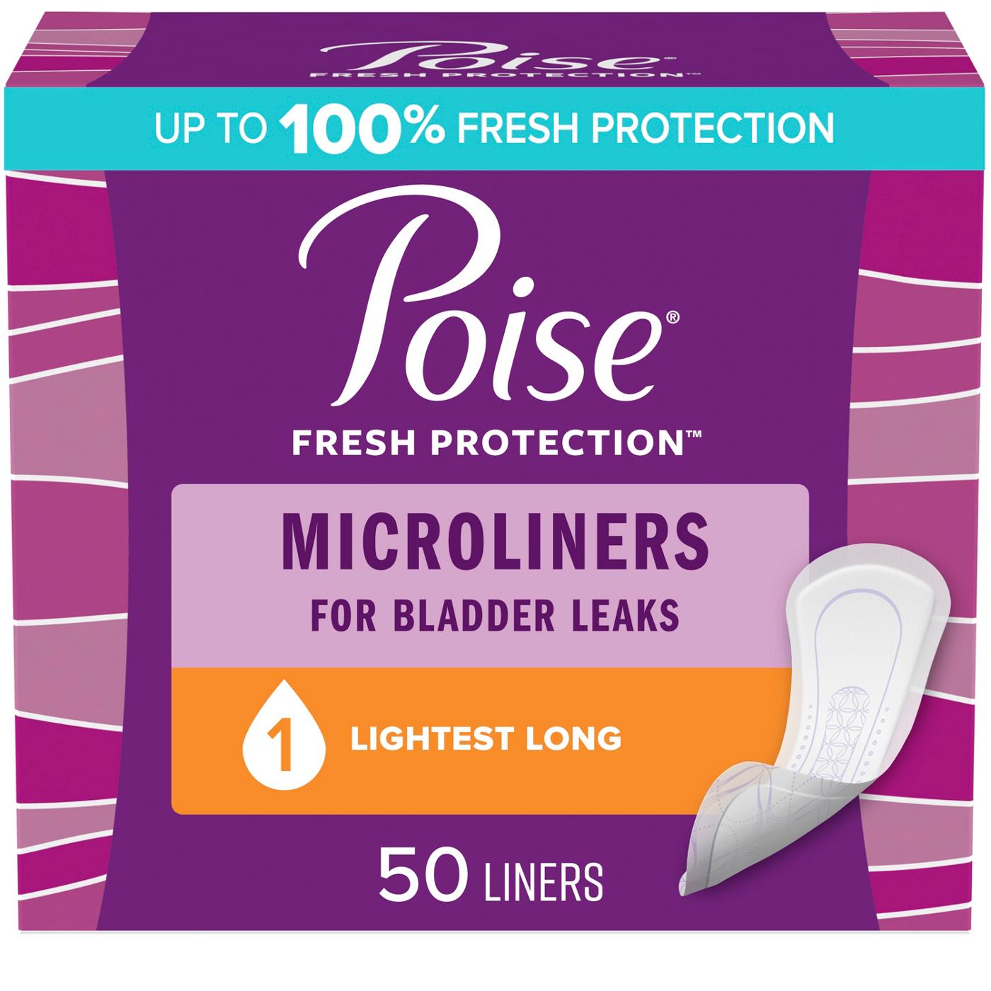 Poise Daily Incontinence Long Panty Liners - 1 Drop Lightest; image 1 of 8