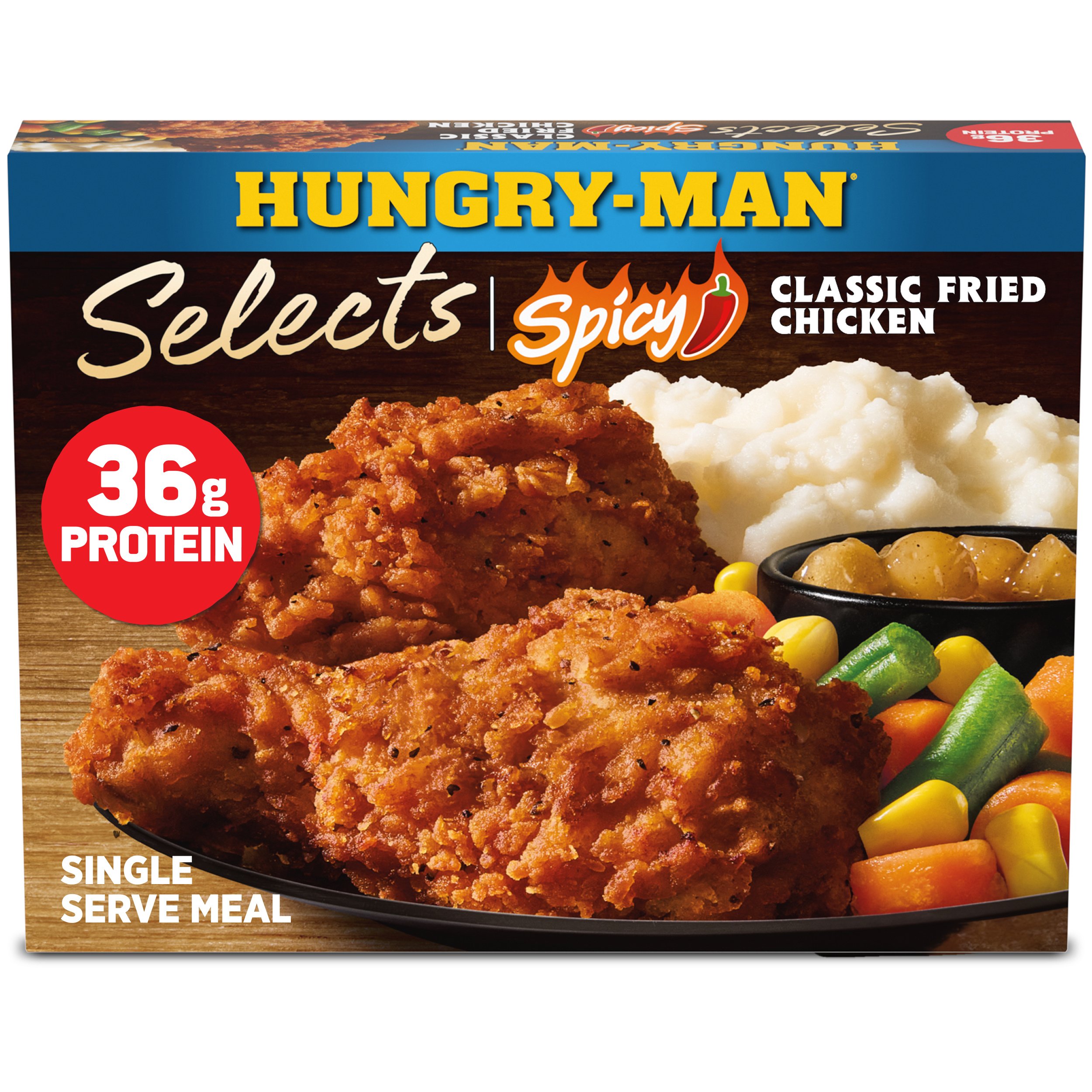 Hungry-Man Selects Spicy Classic Fried Chicken 36g Protein Frozen Meal, 16 oz